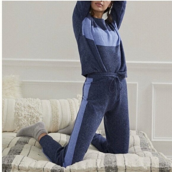 Anthropologie Saturday Sunday Clara Blue Tuxedo Stripe Jogger Size XS Petite - Picture 1 of 8